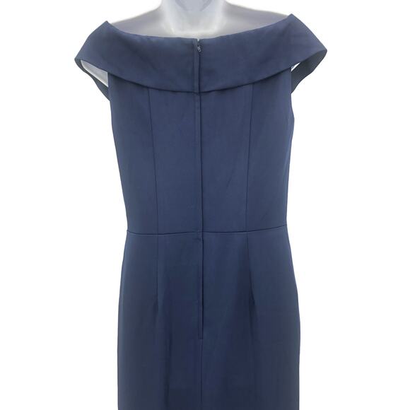 La Femme 25206 Wrap V-Neck Side Slit Maxi Dress Sleeveless Navy Blue Size 4 - Picture 6 of 9